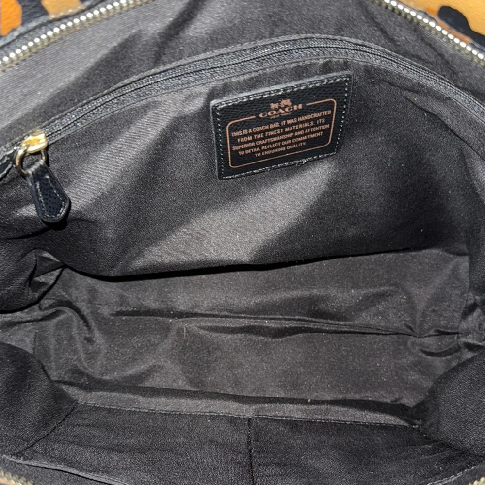 Coach Tan and Black Leopard Print Tote - Picture 5 of 10